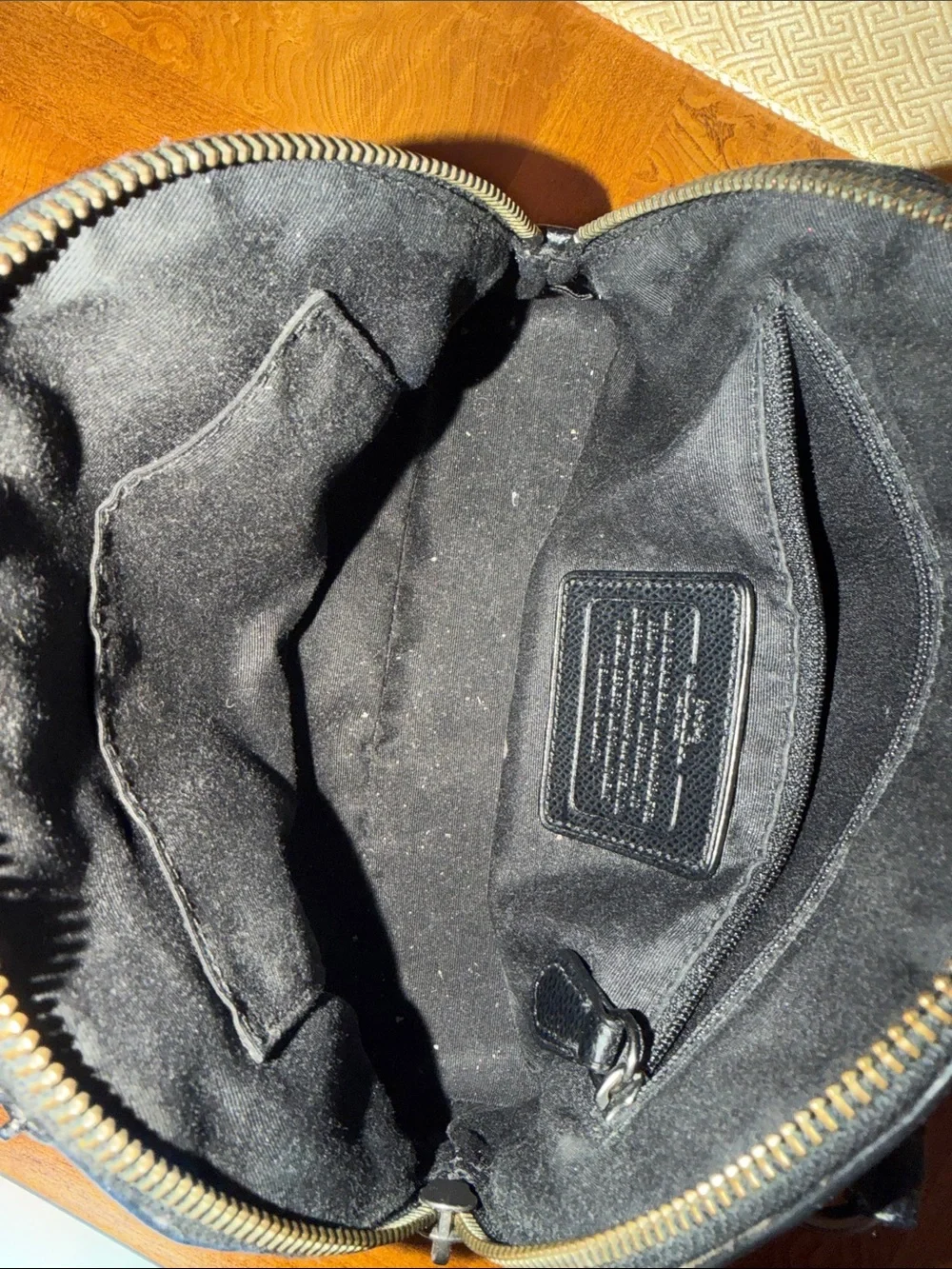 Coach Black Leather Dome Satchel with Coral Star Print